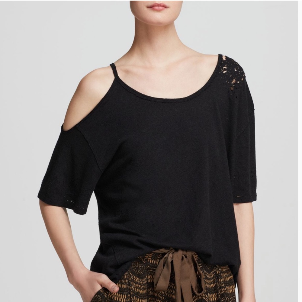 FREE PEOPLE After Party Cold Shoulder Tee Shirt M - Picture 1 of 8